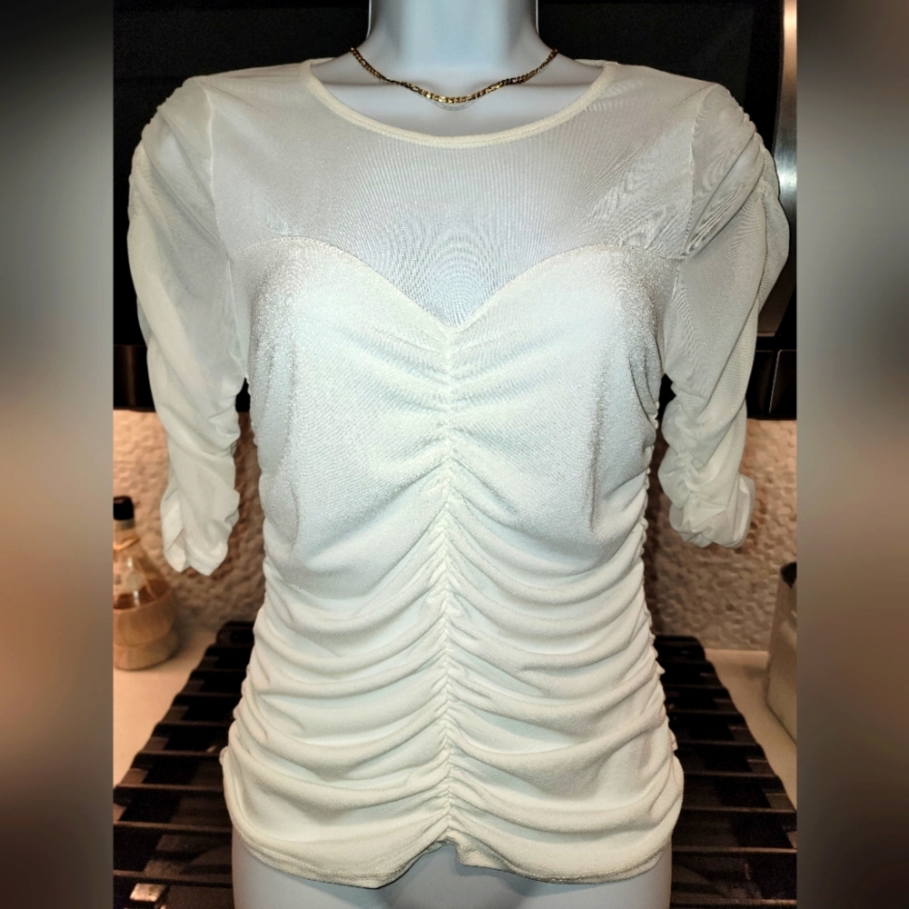 MOA MOA Sheer Cream Top